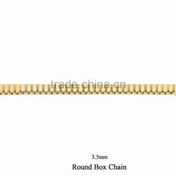 14 KT Gold Plated 3.5 MM Round Box Chain