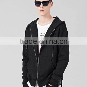 Simple Comfortable Black Plain 80% Cotton 20% Polyester Hoodies photo-2