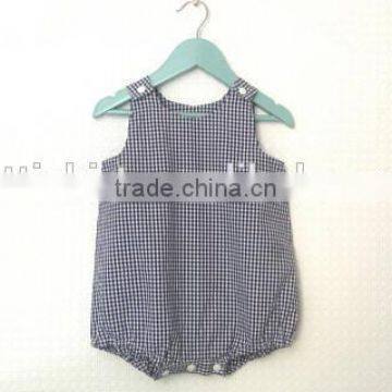 Chinese Supplier Wholesale Newborn Baby Handmade Infant Girls Gingham Design Bodysuit Toddler Sleeveless Cotton Romper