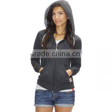 plain thin zip-up sweatshirt hoodies for ladies