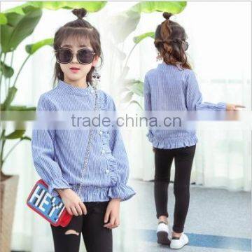 2-7 Years Wholesale 2017 New Autumn Cotton Stripe Full Sleeves Kids Girls Blouse photo-3