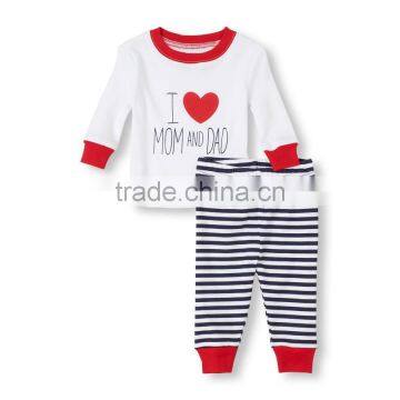 INFANT I LOVE MOM AND DAD PRINTED PAJAMA SET