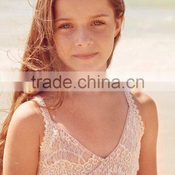 Girls Boutique Clothing Blush Pink Spaghetti Strap Lace Dress Flower Girl Dress photo-3