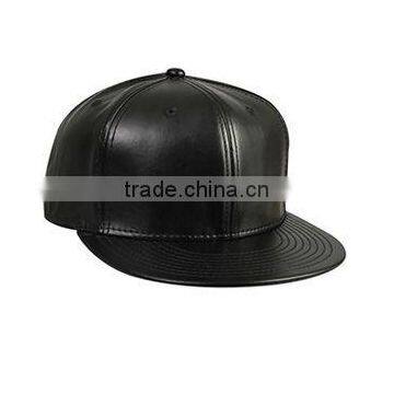 6-Panel Faux Leather Round Flat Visor Pro Style Baseball Cap - 90% polyester & 10% PU faux leather and comes with your logo