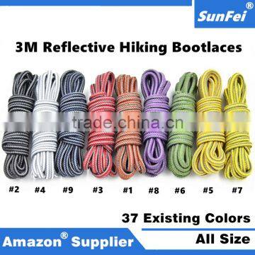 Heavy-Duty Round Safe Reflective Cord Shoelaces Bootstrings for Climbing Mountain Hiking Running - Customized Length & Color