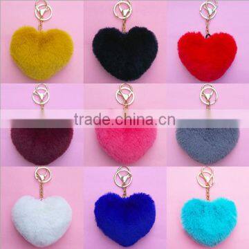 2017 new imitation rabbit fur heart-shaped pendant fashion fur hair ball bag key chain phone accessories ornaments