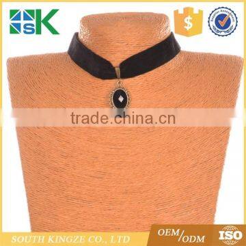 European American Style Geometric Pendant Retro Necklace With Artificial Crystal Black Lace Choker photo-4