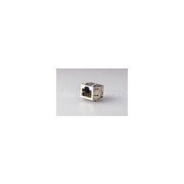 Modular Shielded RJ45 Jack , PCB Mount RJ45 Connector 8P8C Single Port  With LED Gold Plated