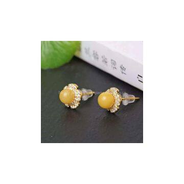 Neffly Jewelry Natural Beeswax Earrings Earrings With S925 Silver Plated k Gold Inlaid Diamond Accessories Craft photo-2