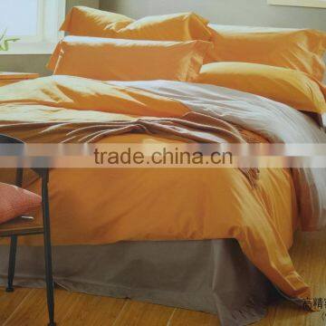 4 pieces plain dyed silk cotton satin bed sheet set