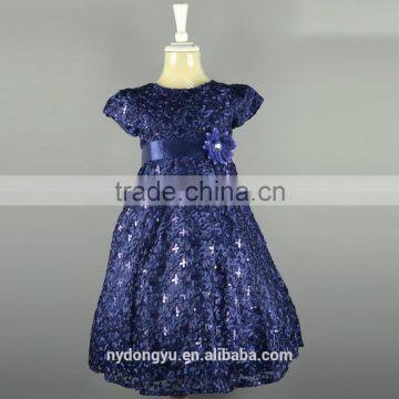 Navy A Line Flower Girl Princess Dress/ Top Quality Yellow Girl Princess Dress/new Design Girl Holiday Princess Dress photo-2