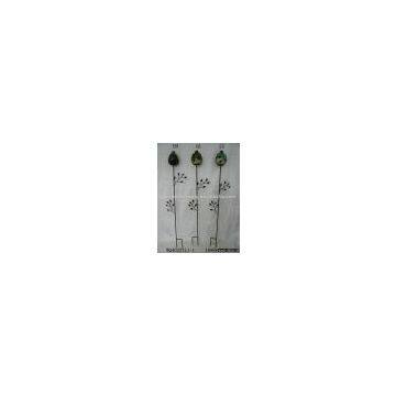 Porcelain glazed vase on metal stick,3asst.