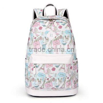 fashion print children shoulder canvas backpack traveling bag