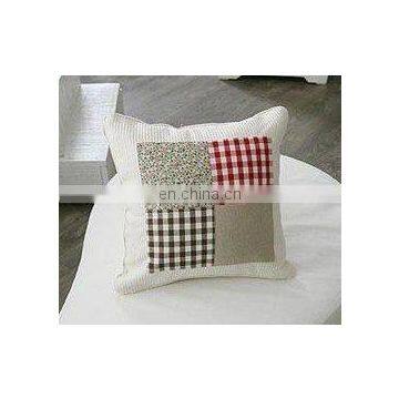 linen/cotton checked appliqued cushion cover