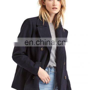 China Manufacturer Classic Women's Woven Clothing Apprel Winter Coat Women's Pea Wool Coat