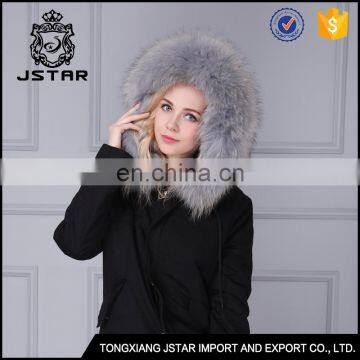 High quality raccoon fur collar fur jacket womens fashion winter coat