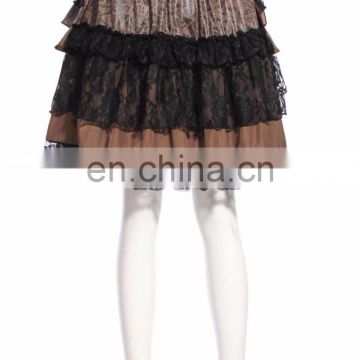 Steampunk short layered double skirt