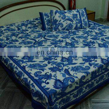 Indian Ethnic Cotton Bed Sheet Bedspread With 2 Pillow Covers Floral Double Bed Sheet Set