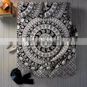 Indian Latest 4 PC Set Elephant Mandala Duvet Doona Cover With Bed Sheet & Pillows Queen Size