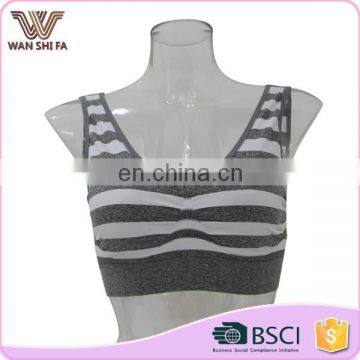 Cheapest stripe eco-friendly lady underwear no bound nylon oem sport bra