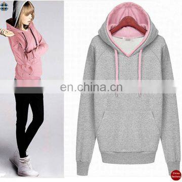 T-WH005 Raglan Sleeve Two Hood Design Plus Size Women Thicken Hoodies