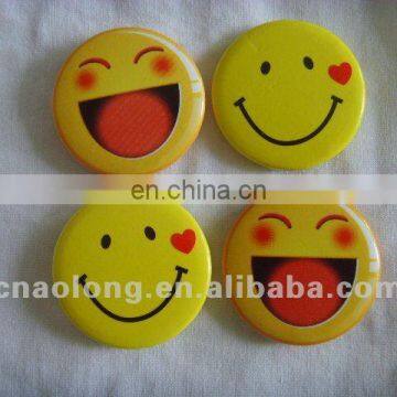 lovely smile face printable custom logo tin metal button badge with safety pin