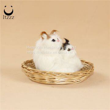 ITZZZ Lifelike Plush Furry Sitting Cat Realistic Pet Animal Figurine Home Decor Life Size Cat Model photo-3