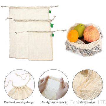 9 REUSABLE Organic Cotton Produce Bags - Storage Bags - Vegetable Mesh Bags - Grocery Bags | Zero Waste | Plastic Free Gifts