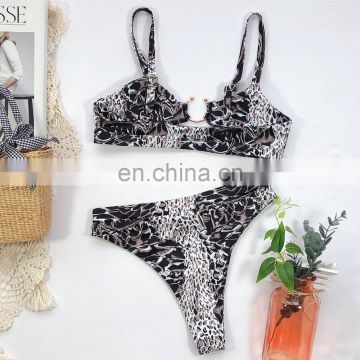 10 colors  sexy Green leopard  snake print bikini set  solid plain color swimsuit Swimwear Female