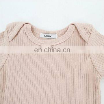 Envelope Short Sleeve Snap Ribbed Organic Cotton Baby Unisex Romper photo-3