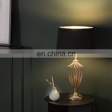 Korean Modern Hotel Family Bedroom Table Lamps Creative Metal Base Cotton LED Reading Lamp photo-3