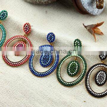 Earring With Blue Stone Round Paper Rolled Gold Torage Box Models Jewelry Arete Para Mujer photo-2