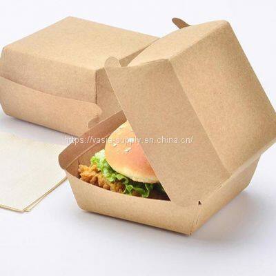 Containers wholesale kraft paper clamshell food containers hamburger box disposable packaging