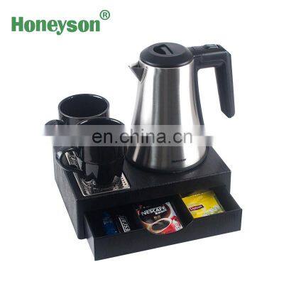 Hotel Electric Kettle With Tray Set Stainless Steel Hotel Room Electronic Kettle Electric Water Kettle and Tray, 0.8L photo-2