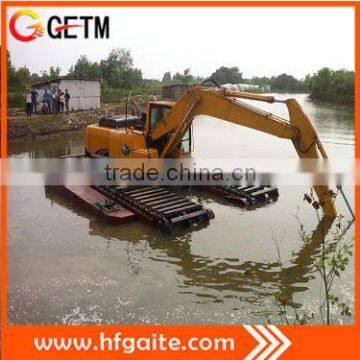 Amphibious excavator for deep water dredging work