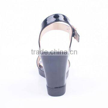 Mature Sexy Women Wholesale Shiny Upper Material High Heel Platform Wedge Sandals photo-5