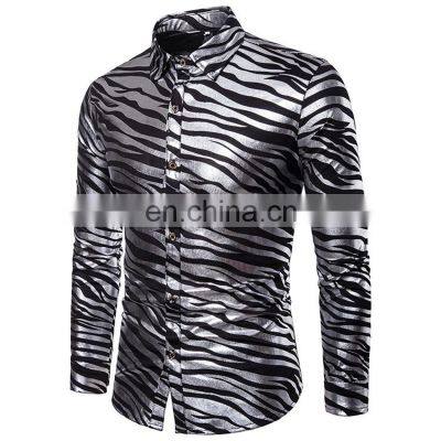 2021 Fashion New men's zebra striped print shirt long sleeves hot stamping men's shirt