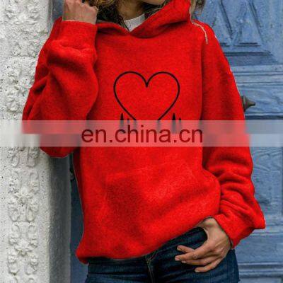 Wholesale Customization Women's Sweater Casual and Comfortable Long Sleeve Printing Hooded Loose Movement photo-4