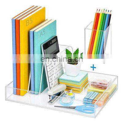 Acrylic Office Supplies Desk Organizer with File Sorter Pencil Holder