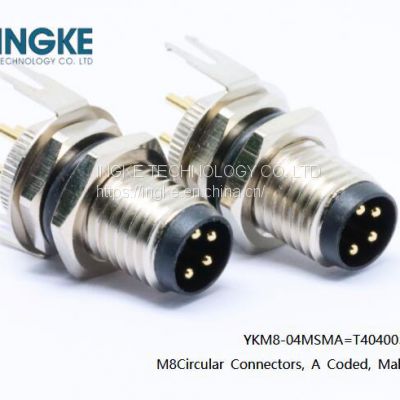 INGKE,YKM8-04MSMA Direct Substitute of T4040034041-000,M8Circular Connectors, A Coded, Male Plug, IP67