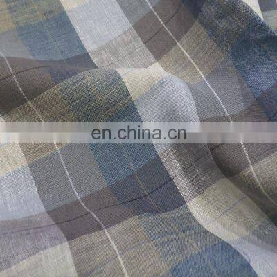 High Quality Linen Color Pure Linen Check Fabric Women's Shirt Fabric Women's Dress Fabric photo-3