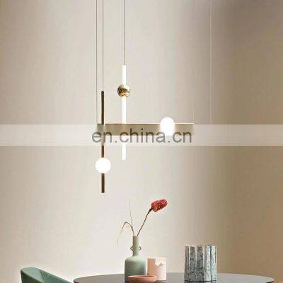 French Decorative LED Metal Pole Pendant Lamp Post Modern LED Glass Pole Interior Hanging Light photo-4