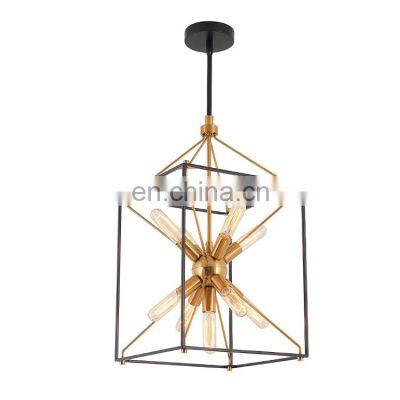 simple unique square metal cage small farmhouse hanging pendant light lamp