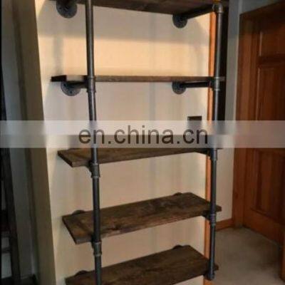 Wall Mounted Industrial Black 5 Tier Pipe  Bookshelf Bracket