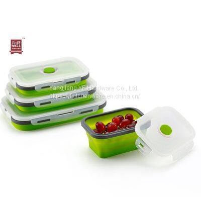 Portable Folding Food Grade bento lunch box for kids children Collapsible Food Storage Container Kitchen Silicone Lunch Box