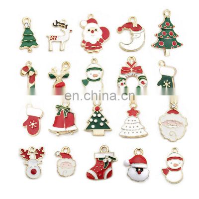 20pcs New Mixed Colorful Christmas Series Enamel Charms Small Pendant Xmas Gifts DIY Handmade Jewelry Making Finding