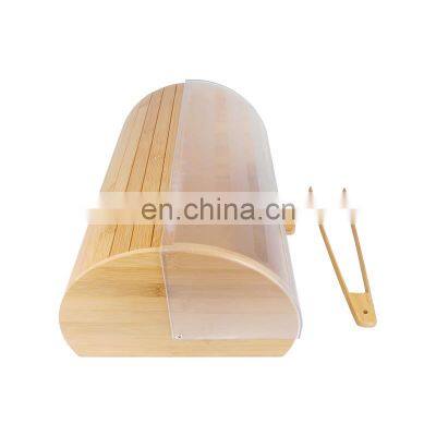 Bamboo Bread Box Wooden Kitchen Storage Bin Bread Container With Transparent Window photo-5