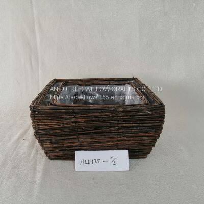 Decorative Plant Pot Square Willow Flower Basket for Planting Flower Pot, Basket