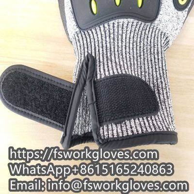 Anti Cut Anti Impact HPPE Liner Nitrile Sandy Coated TPR Vibration Reducing Gloves photo-5