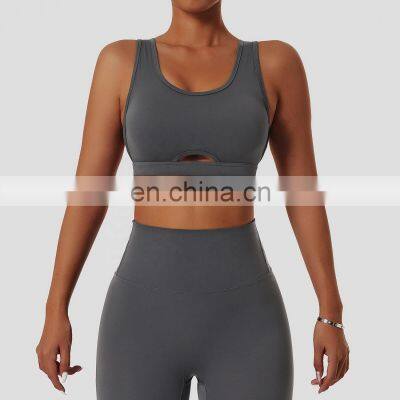 Wide Shoulder Straps Sexy Sports Bras Wholesale Backless Four Way Stretch Yoga Tops